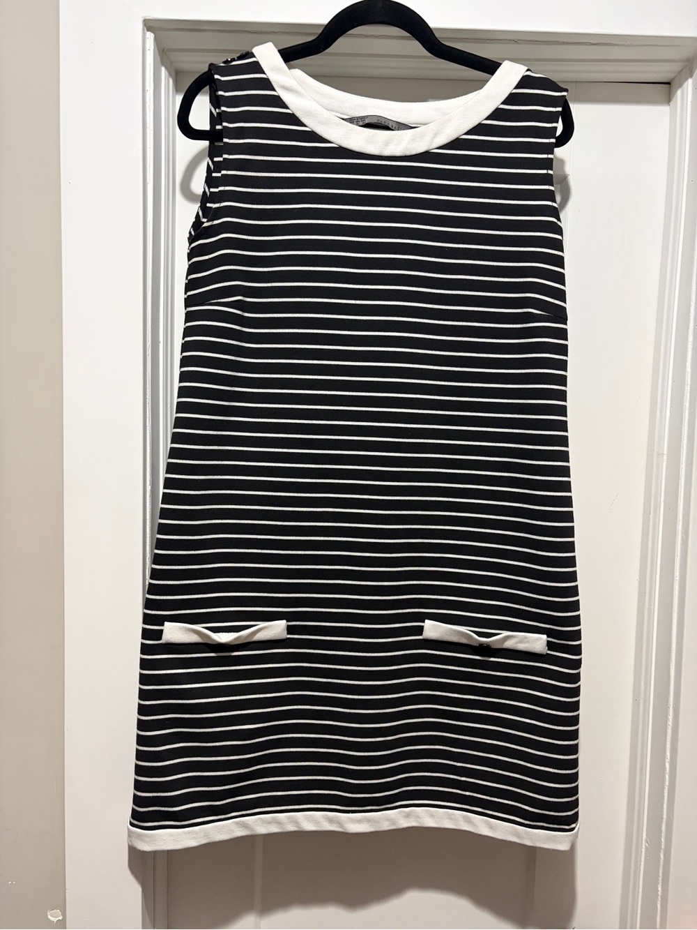 Zara Black and White Striped Mini Shift Dress